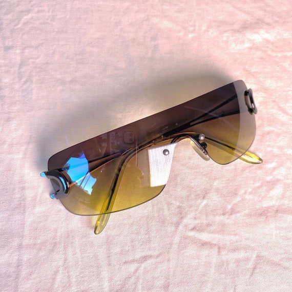 Y2K frameless sunglasses khaki gradient lenses - Gem