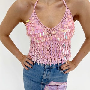 Buy AREA Check Crystal Trim Heart Tank Top - Pink At 20% Off