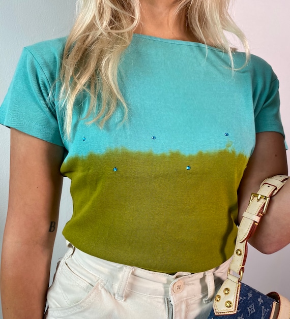 Tie dye turquoise Green tie dye baby tee