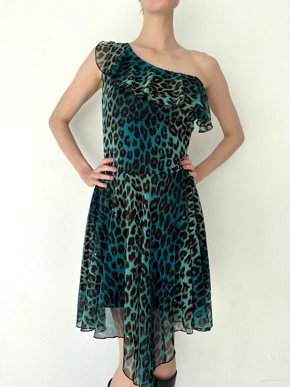 Y2K Vintage 2000's Turquoise Blue Leopard Printed Dress With Bias Hem - Etsy Canada Y2K Vintage 2000's Turquoise Blue Leopard Printed Dress With Bias Hem - Etsy Canada