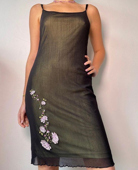 Amazing pastel green and mesh 90s dress