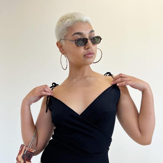 UNIQUE 90s tortoise shell sunglasses with oval le… - image 4