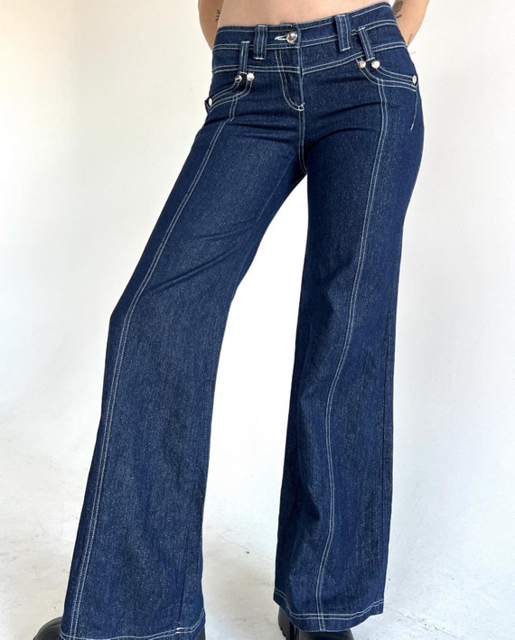 Insane glitter dark denim jeans 90s 2000s y2k - image 1