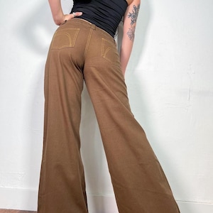 2000s skater girl Y2K Deadstock chocolate brown low rise flare pants
