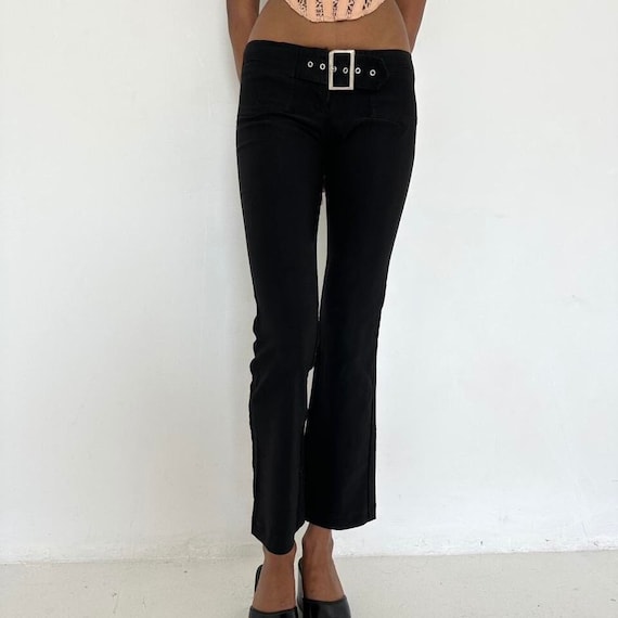 Y2K Black dress pants with silver buckle belt Y2K Black dress pants with silver buckle belt
