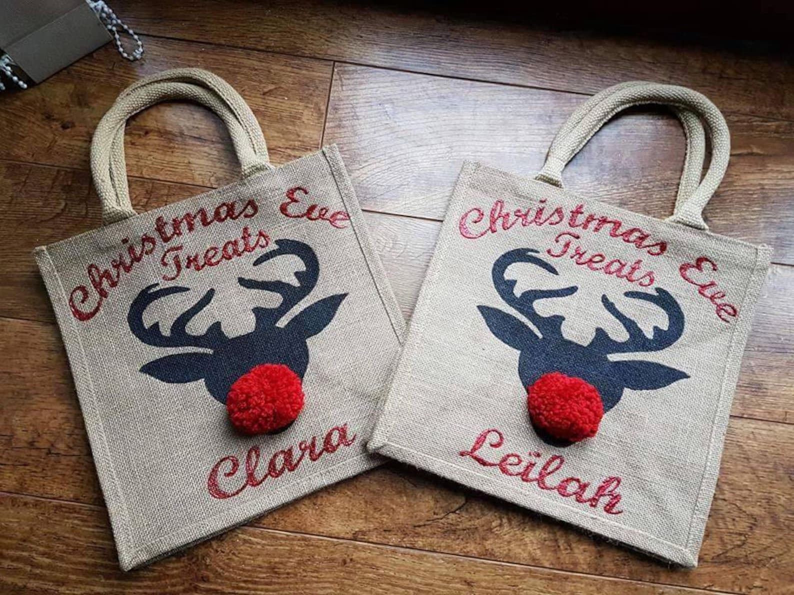 Christmas Eve Bag Christmas Eve Jute Bag Personalised Rudolf Etsy UK
