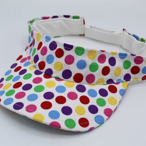 Cotton Visor, Visor Hat, Sun Visor, Sun Hat, Golf Hat, Sports Visor, Tennis Hat, Tennis Visor, Golf Visor, Headband, Polka Dots, Colorful