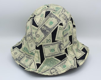 S/M Cotton Reversible Bucket Hat, Bucket Hat, Adult Bucket Hat, Adult Summer Hat, Brim Hat, Fisherman Hat, Sun Hat, Money, Cash