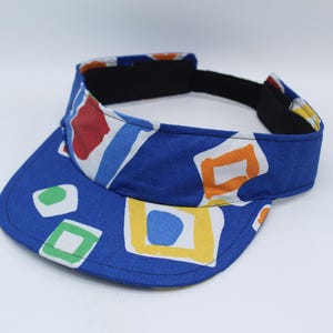 Cotton Visor, Visor Hat, Sun Visor, Sun Hat, Golf Hat, Sports Visor, Tennis Hat, Tennis Visor, Golf Visor, Visor Headband, Blue, Shapes