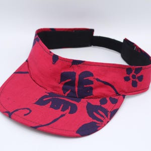 Cotton Visor, Visor Hat, Sun Visor, Sun Hat, Golf Hat, Sports Visor, Tennis Hat, Tennis Visor, Golf Visor, Visor Headband, Red, Tropical