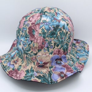 L/XL Cotton Reversible Bucket Hat, Bucket Hat, Adult Bucket Hat, Adult Summer Hat, Brim Hat, Fisherman Hat, Sun Hat, Floral, Flowers, Spring