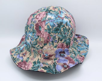 Reversible Floral Bucket Hat: Black Boho Fisherman Sun Hat  display picture 2