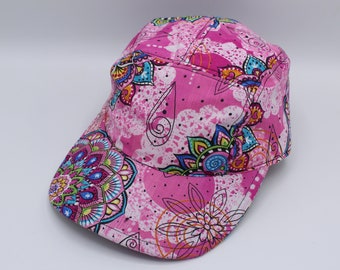 Cotton 5 Panel Hat, 5 Panel Cap, Five Panel, Five Panel Hat, Five Panel Cap, Baseball Hat, Baseball Cap, Hat, Cap, Pink, Mandala, Floral