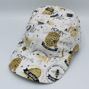 Cotton 5 Panel Hat, 5 Panel Cap, Five Panel, Five Panel Hat, Five Panel Cap, Baseball Hat, Baseball Cap, Hat, Cap, Honey, Bees, Honeycomb