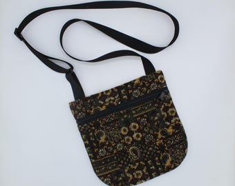 Corduroy Crossbody Bag, Shoulder Bag, Travel Bag, Canvas Bag, Hand Bag, Shoulder Pack, Festival Bag, Carryall Bag, Sling Bag, Paisley, Retro