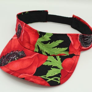 Cotton Visor, Visor Hat, Sun Visor, Sun Hat, Golf Hat, Sports Visor, Tennis Hat, Tennis Visor, Golf Visor, Visor Headband, Floral, Poppies