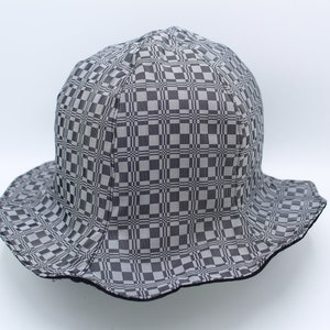 L/XL Reversible Bucket Hat, Bucket Hat, Adult Bucket Hat, Adult Summer Hat, Brim Hat, Fisherman Hat, Sun Hat, Checkered, Gray, Abstract