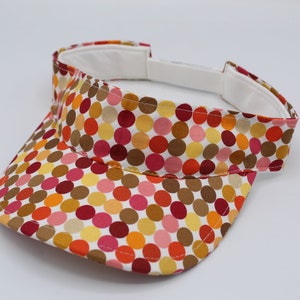 Cotton Visor, Visor Hat, Sun Visor, Sun Hat, Golf Hat, Sports Visor, Tennis Hat, Tennis Visor, Golf Visor, Visor Headband, Polka Dot, Orange