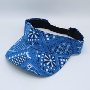 Cotton Visor, Visor Hat, Sun Visor, Sun Hat, Golf Hat, Sports Visor, Tennis Hat, Tennis Visor, Golf Visor, Headband, Blue, Bandana Print