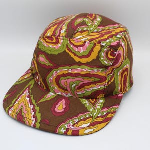 Canvas 5 Panel Hat, 5 Panel Cap, Five Panel, Five Panel Hat, Five Panel Cap, Baseball Hat, Baseball Cap, Hat, Cap, Vintage, Paisley, Brown
