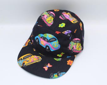 Cotton 5 Panel Hat, 5 Panel Cap, Five Panel, Five Panel Hat, Five Panel Cap, Baseball Hat, Baseball Cap, Flower Power, Bug, Beetle, Hippie