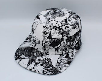 Cotton 5 Panel Hat, 5 Panel Cap, Five Panel, Five Panel Hat, Five Panel Cap, Baseball Hat, Baseball Cap, Hat, Cap, Dogs, Black and White