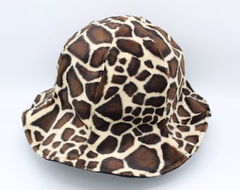 L/XL omkeerbare emmerhoed van imitatiebont, emmerhoed, volwassen emmerhoed, volwassen zomerhoed, randhoed, vissershoed, zonnehoed, giraf, dierenprint
