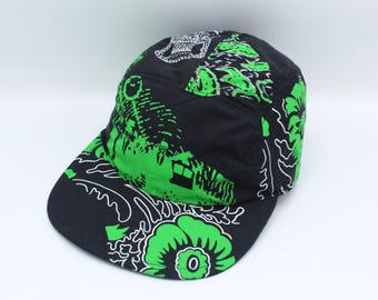 Cotton 5 Panel Hat, 5 Panel Cap, Five Panel, Five Panel Hat, Five Panel Cap, Baseball Hat, Baseball Cap, Hat, Black, Green, Abstract, Floral
