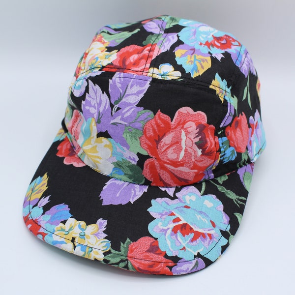 Cotton 5 Panel Hat, 5 Panel Cap, Five Panel, Five Panel Hat, Five Panel Cap, Baseball Hat, Baseball Cap, Hat, Cap, Free Face Mask, Floral