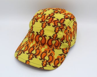 Cotton 5 Panel Hat, 5 Panel Cap, Five Panel, Five Panel Hat, Five Panel Cap, Baseball Hat, Baseball Cap, Hat, Cap, Paisley, Orange, Yellow