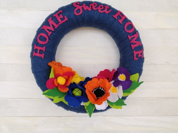 Spring Summer Wreath Modern Wreaths For Front Door Or Double Etsy