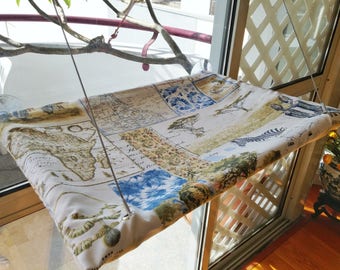 Cat window Hammock S with a African pattern Cotton cover