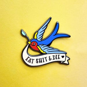 American Traditional Swallow Tattoo Enamel Pin