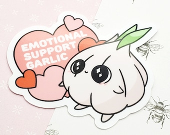 Emotional Support Garlic Vinyl Sticker