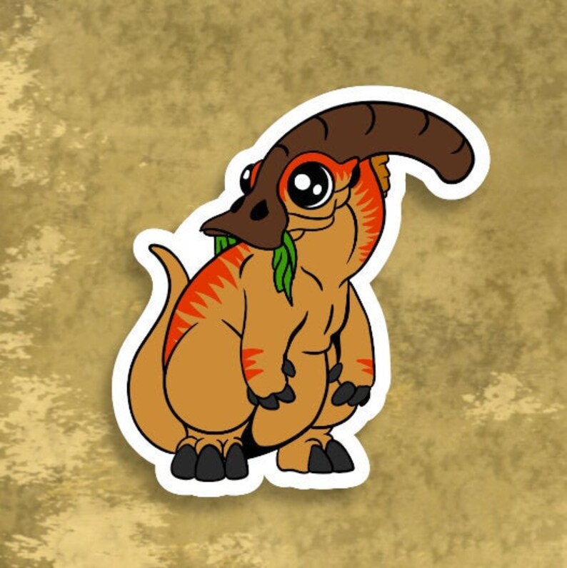Parasaurolophus Cute Dinosaur Vinyl Sticker Etsy