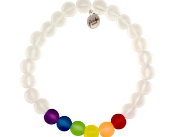 LGBTQ / Gay Pride Rainbow Glass Bracelet In White