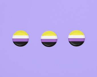 3 Pack - Non Binary / Enby Flag  Vintage Style Button Badge