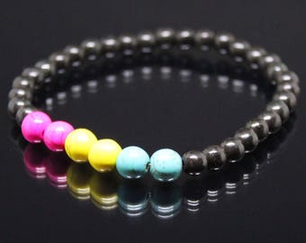 Pansexual Black Stone Pride Bracelet With Stone Set