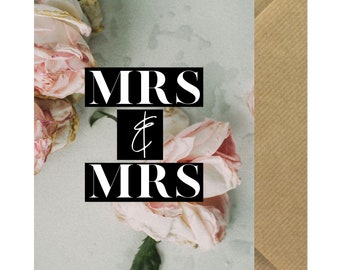 Mrs and Mrs Flowers Lesbian Wedding Card