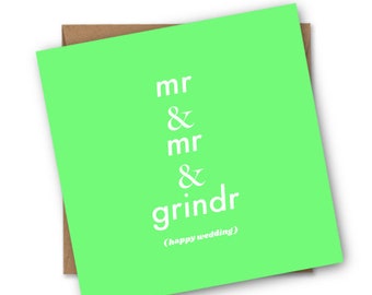 Mr And Mr & Grindr - gay wedding card