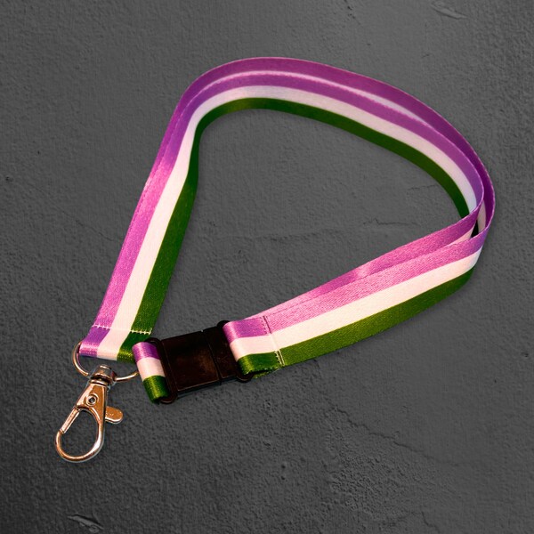 Genderqueer Pride Flag Lanyard (with Zinc Alloy Clip and Safety Catch)