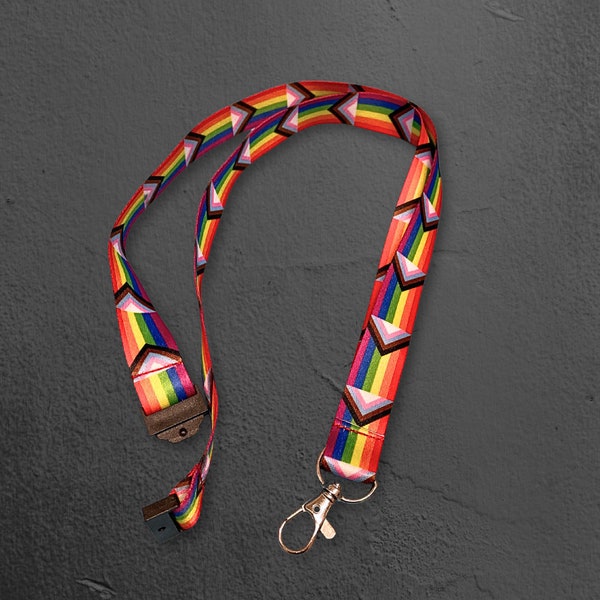 LGBTQ Progress Pride Rainbow Gay Pride Flag Lanyard