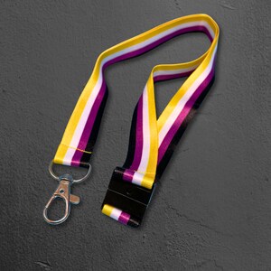 Non Binary Pride Flag Lanyard (with Zinc Alloy Clip and Safety Catch)