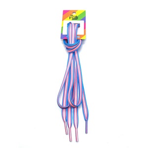 Transgender Pride Shoelaces | 120 cm Flat Style Lace | Trans Pride Accessories | High Grade Polyester | LGBTQ+ Pride Event