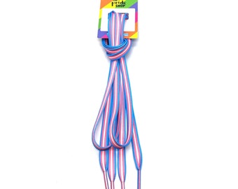 Transgender Pride Shoelaces | 120 cm Flat Style Lace | Trans Pride Accessories | High Grade Polyester | LGBTQ+ Pride Event