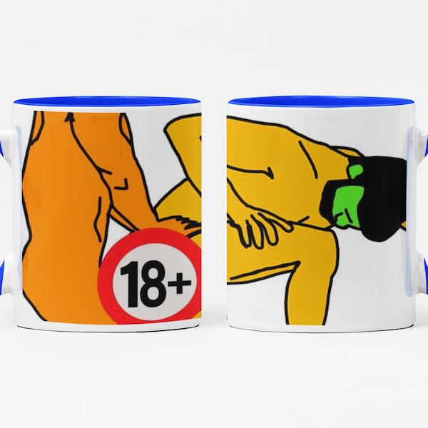 Gay Nude Erotic Sex Design Mug ORANGE/YELLOW