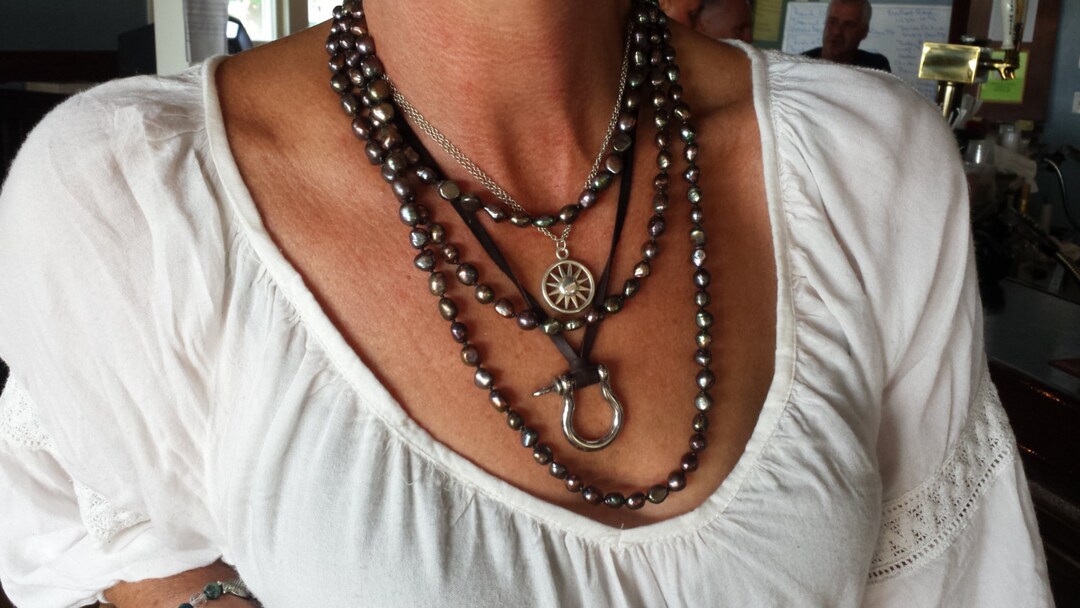 Anchor Shackle Necklace on Leather Cord. Etsy