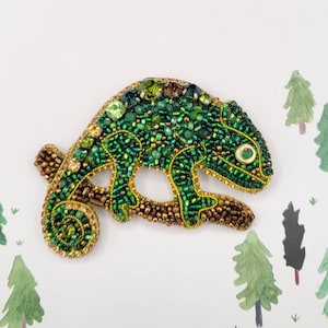 Chameleon Brooch, Handmade Chameleon Pin,Artisan Reptile Jewelry,Science Lover Gift,Adaptability Jewelry,Surreal Accessories,Enamel Lizard