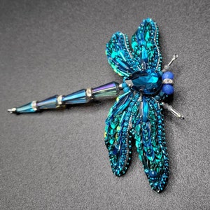 Dragonfly Brooch, Handmade Dragonfly Brooch,Mystic Insect,Symbolic Jewelry,Ethereal Style,Etsy Seller,Beaded Fly brooch, Gift For Entomology