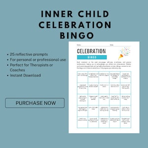 Bingo uzdrawiania wewnętrznego dziecka | Narzędzia terapii wewnętrznego dziecka | Bingo celebracji | Zdrowie psychiczne | Gry | Uzdrawianie wewnętrznego dziecka